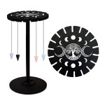 Tree Of Life Moon Phase Wooden Wheel Pendulum Stand 